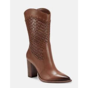 Vince Camuto Emmelia Warm Caramel Mid Calf Pointed Toe Western Heeled Boot